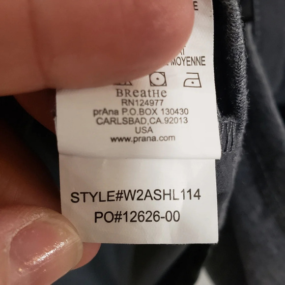 PRANA Ashlyn heather grey mixed media tab sleeve split 'V' neck hi low blouse - Picture 10 of 12